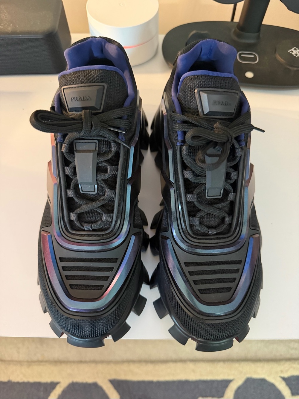 Prada Black Sneakers with Iridescent Accents men sz 7.5(100% authentic)
